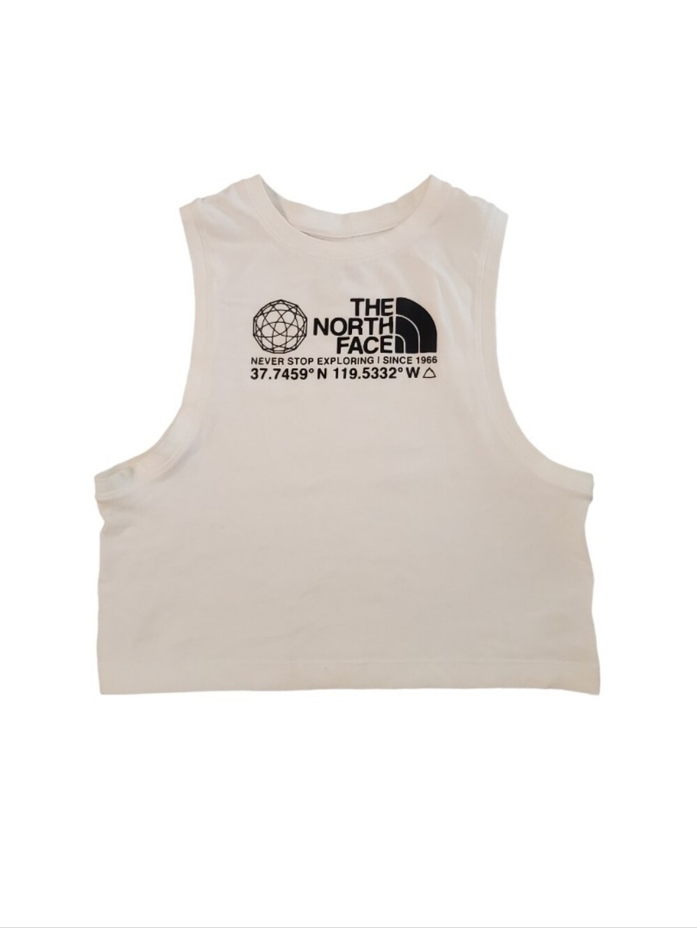 The North Face Women's White Crop Geographic Coordinates Tank Top Medium